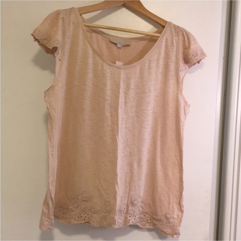 LOFT Blush Eyelet Accent Blouse
